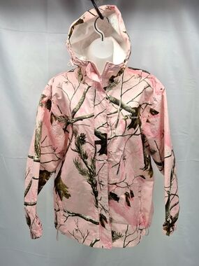 NWOT Realtree Storm Seeker AP Pink Camo Waterproof Hooded Rain Jacket L/XL